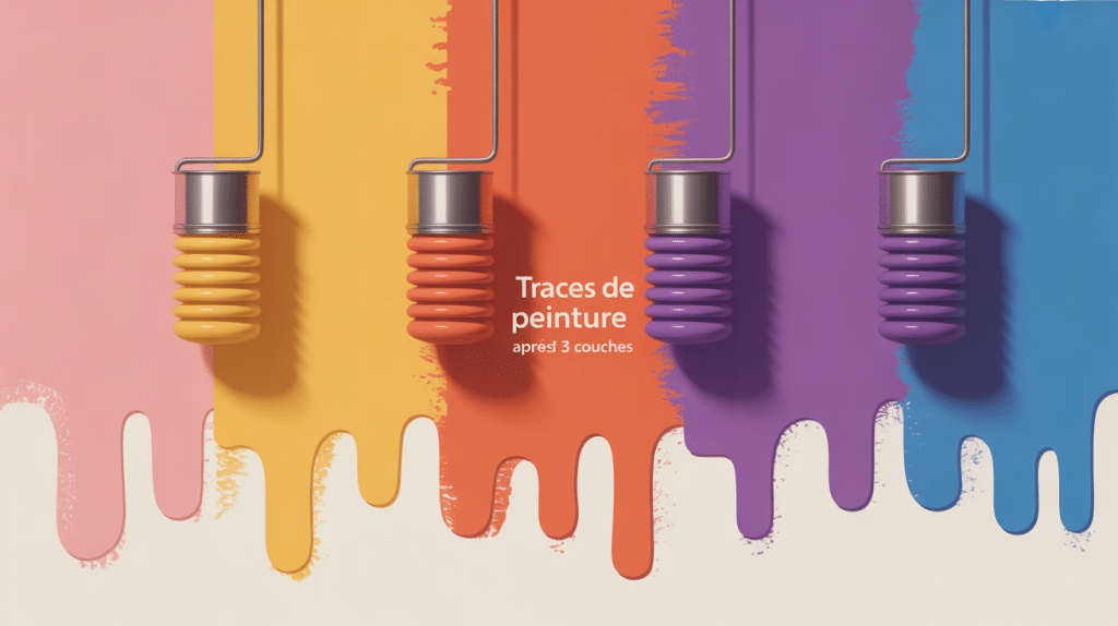 mur avec 3 couches de peinture et toujours des traces visibles