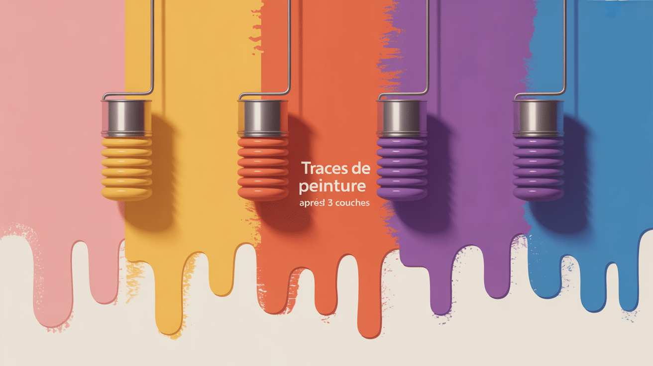 mur avec 3 couches de peinture et toujours des traces visibles