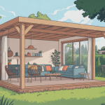 appenti en bois accolé maison contemporaine jardin