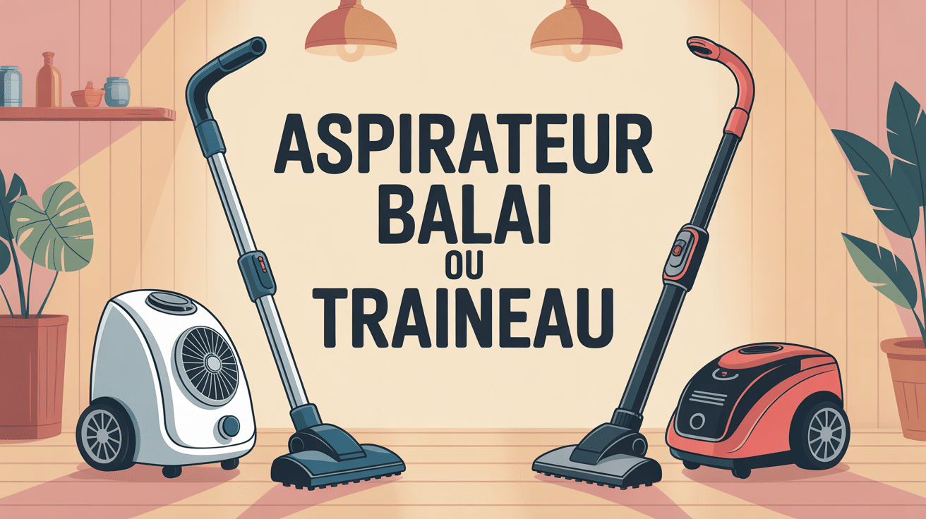 illustration aspirateur balai ou traineau côte à côte