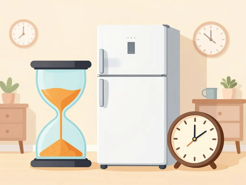 attente sablier horloge brancher un frigo neuf après transport