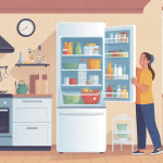 illustration installation cuisine brancher un frigo neuf après transport