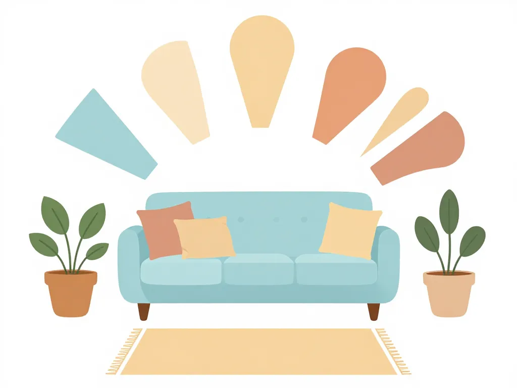 canapé bleu ciel avec décoration de salon harmonieuse