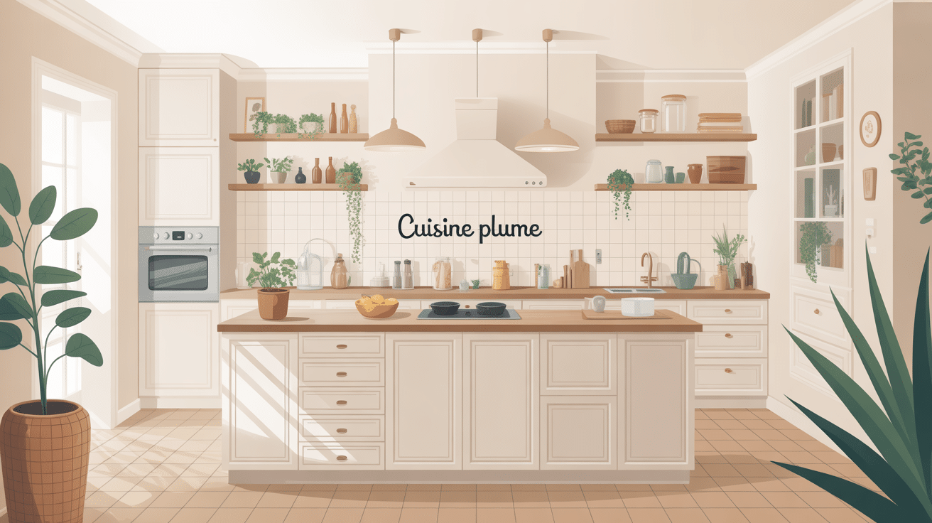 illustration cuisine plume lumineuse épurée