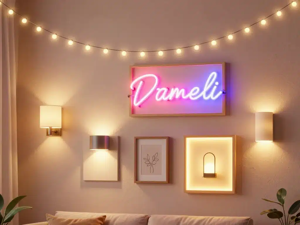 Différents styles de décoration murale lumineuse et atmosphères
