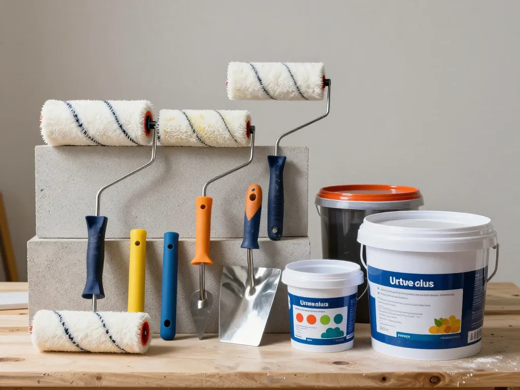 Outils et matériaux enduire un mur en parpaing au rouleau