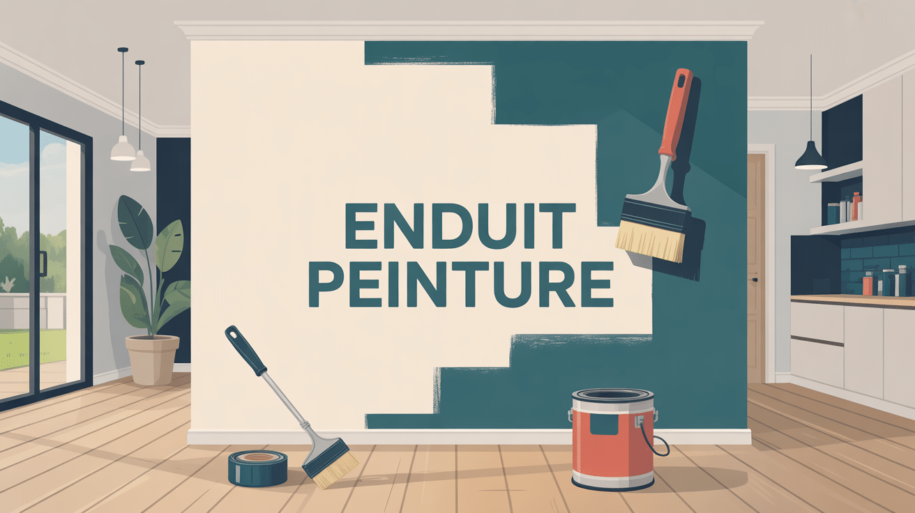 illustration mur enduit peinture outils modernes