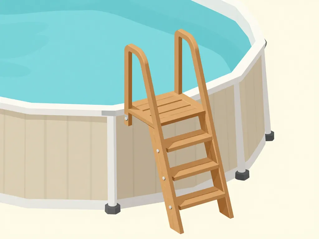 diagramme escalier bois piscine hors sol sécurité