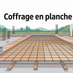illustration coffrage planche béton chantier