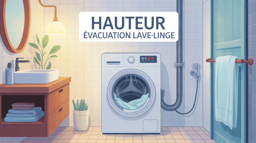 illustration hauteur evacuation lave linge salle de bain moderne