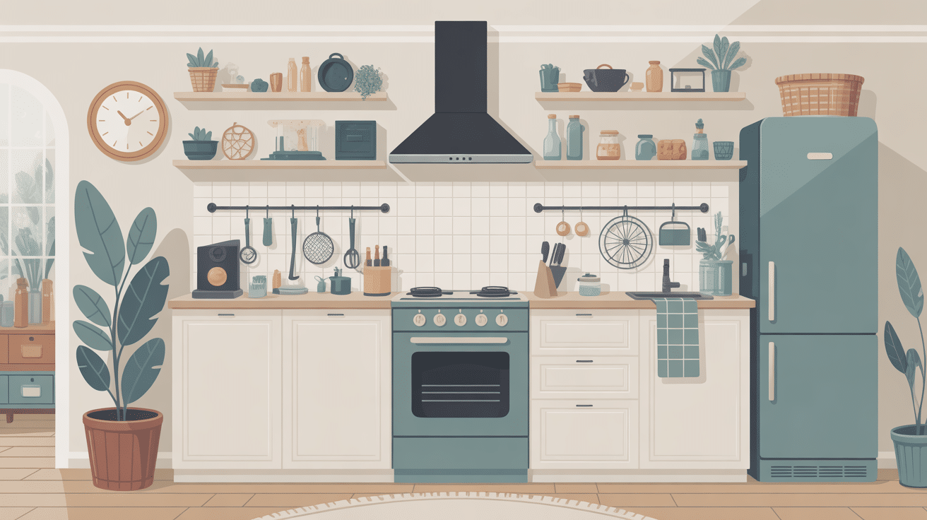 meuble range balai et aspirateur illustration organisation moderne