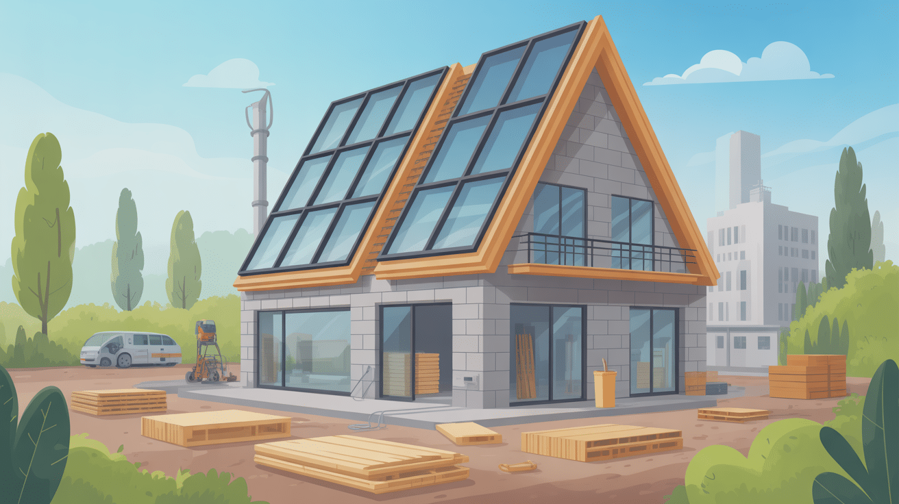 Illustration d'un panneau sandwich toiture sur bâtiment moderne