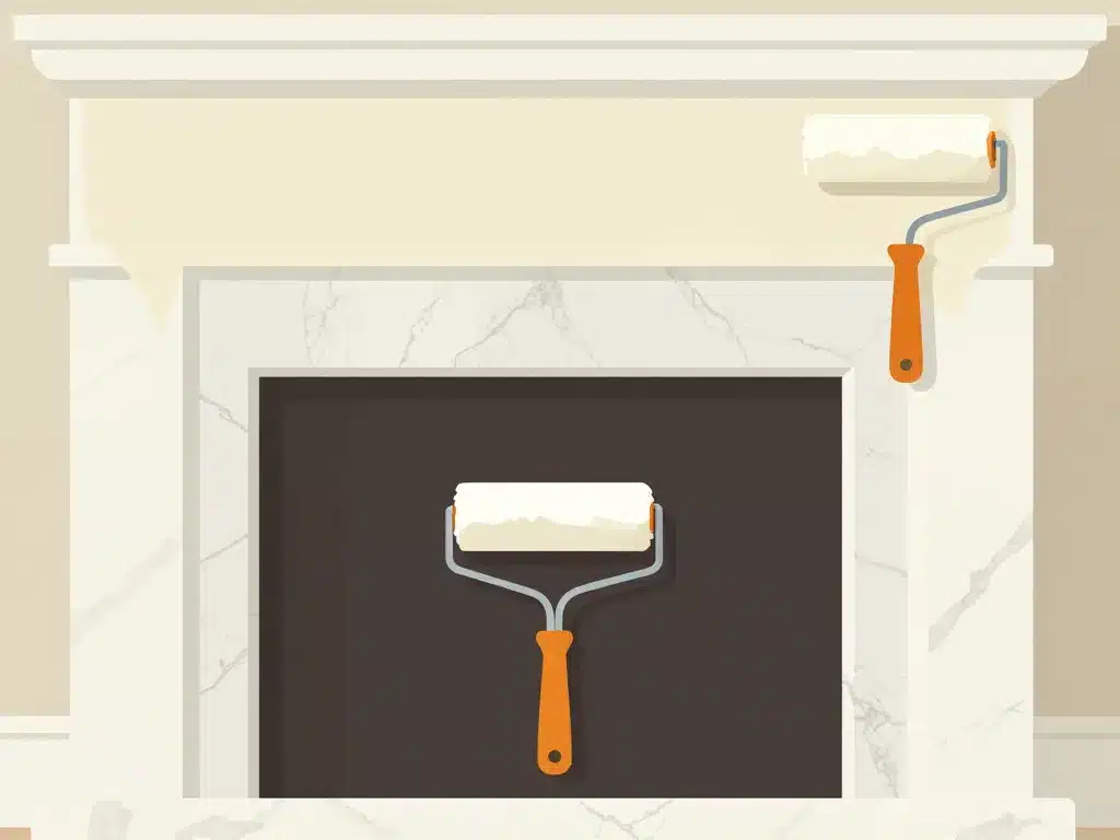 peindre du marbre cheminée application couches peinture