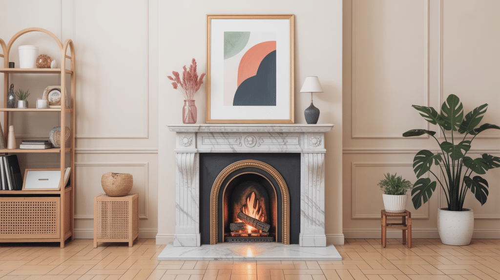 peindre du marbre cheminée illustration décorative