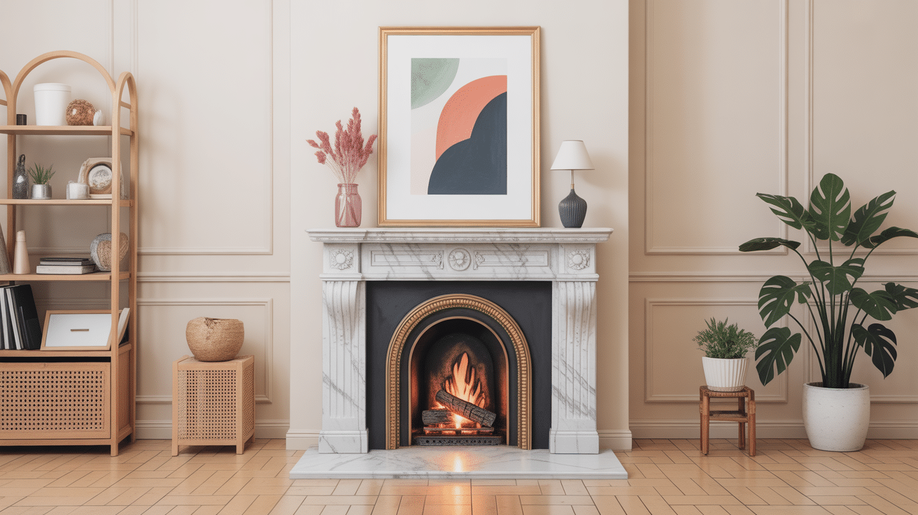 peindre du marbre cheminée illustration décorative