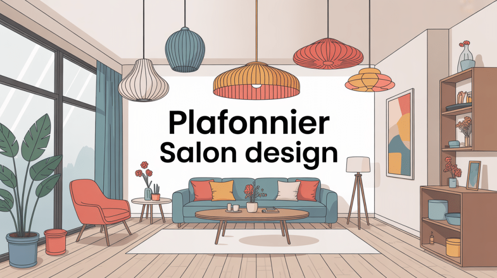 plafonnier salon design illustration salon moderne éclairage déco