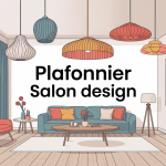 plafonnier salon design illustration salon moderne éclairage déco