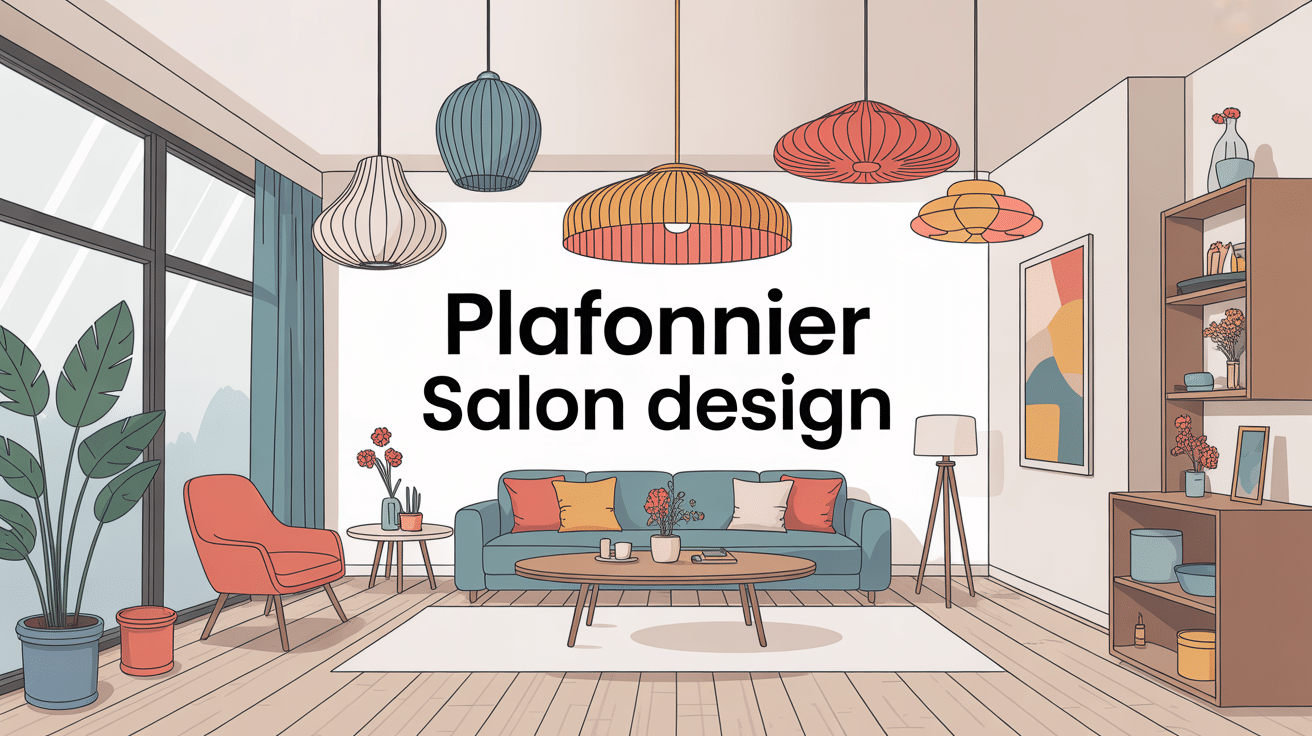 plafonnier salon design illustration salon moderne éclairage déco