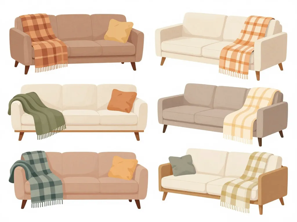 Plaid canapé grande taille sur différents types de canapés