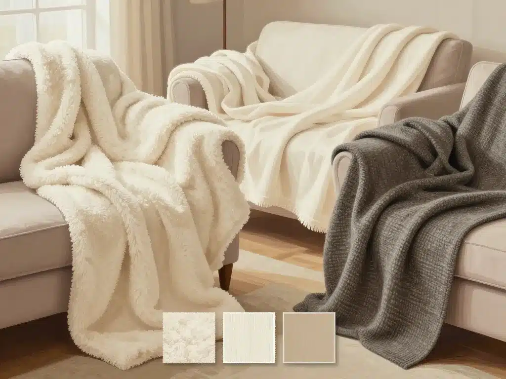 Comparaison matières plaid canapé grande taille