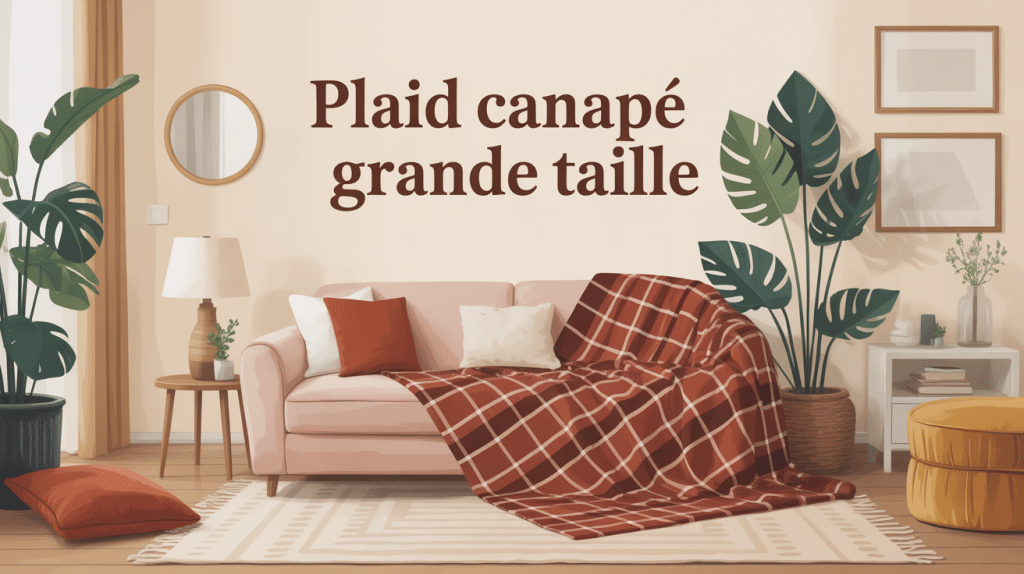 Grand plaid canapé grande taille dans salon lumineux