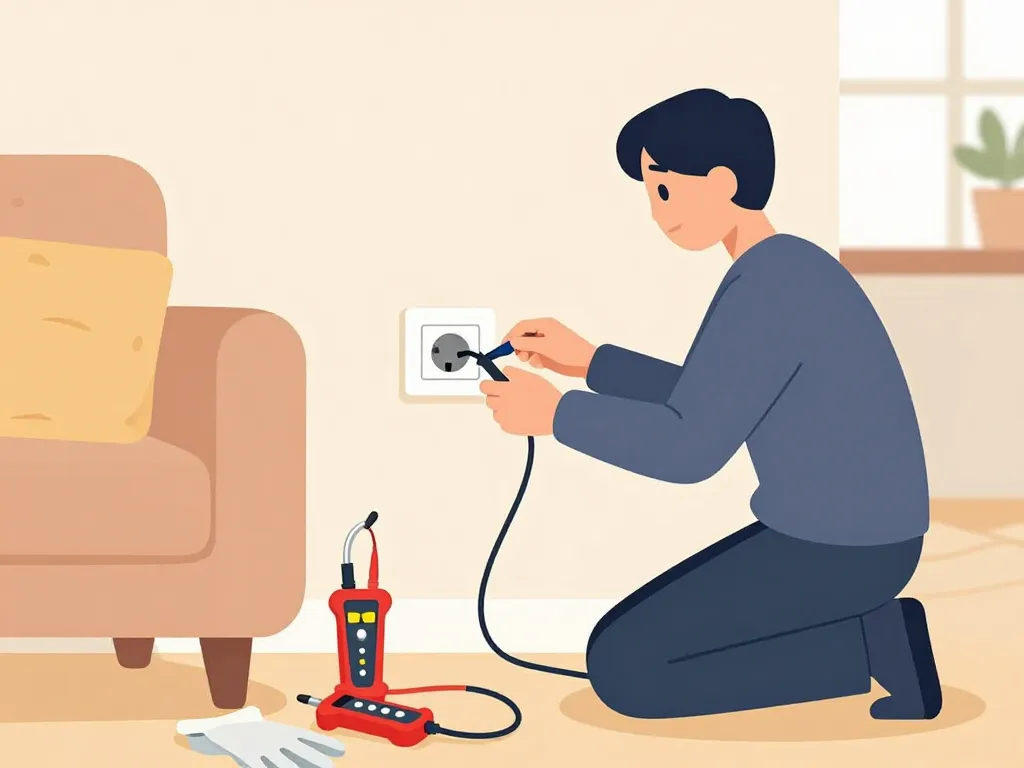 installation securisee prise electrique pour canapé illustration scene