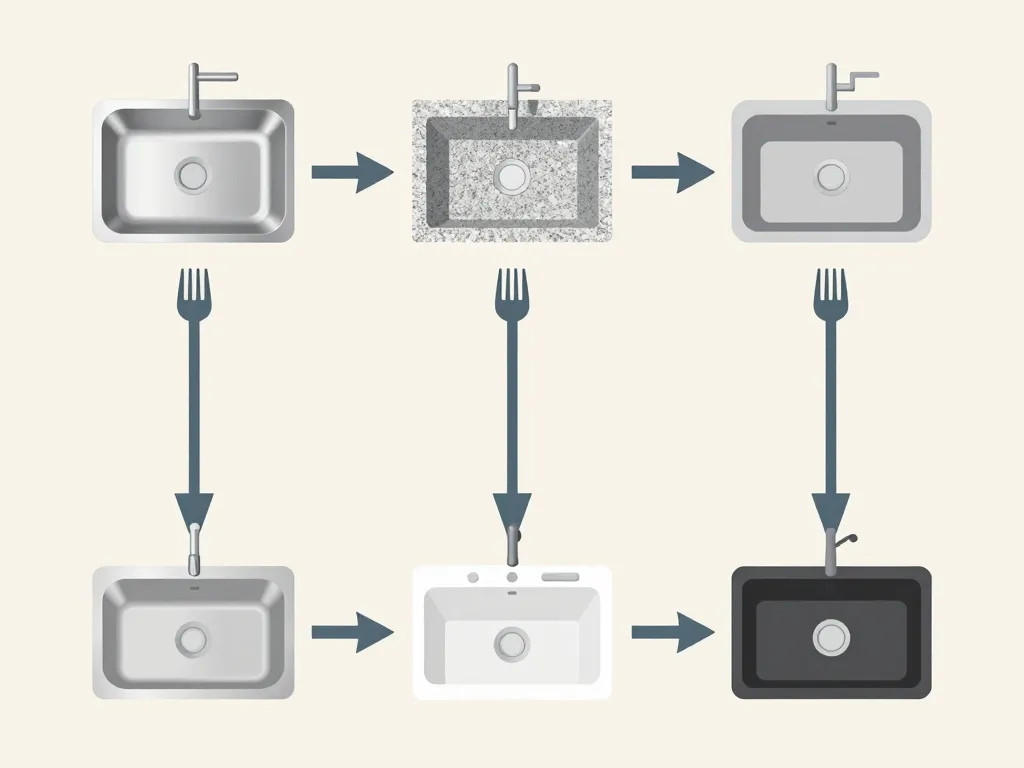 quelle est la meilleure matière pour un évier de cuisine, diagramme des options inox, résine, granit, céramique