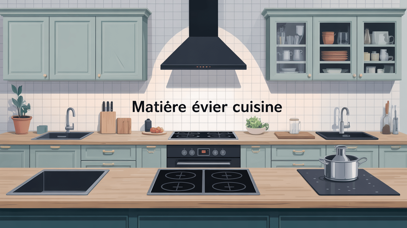 quelle est la meilleure matière pour un évier de cuisine, illustration vectorielle avec plusieurs types d'éviers
