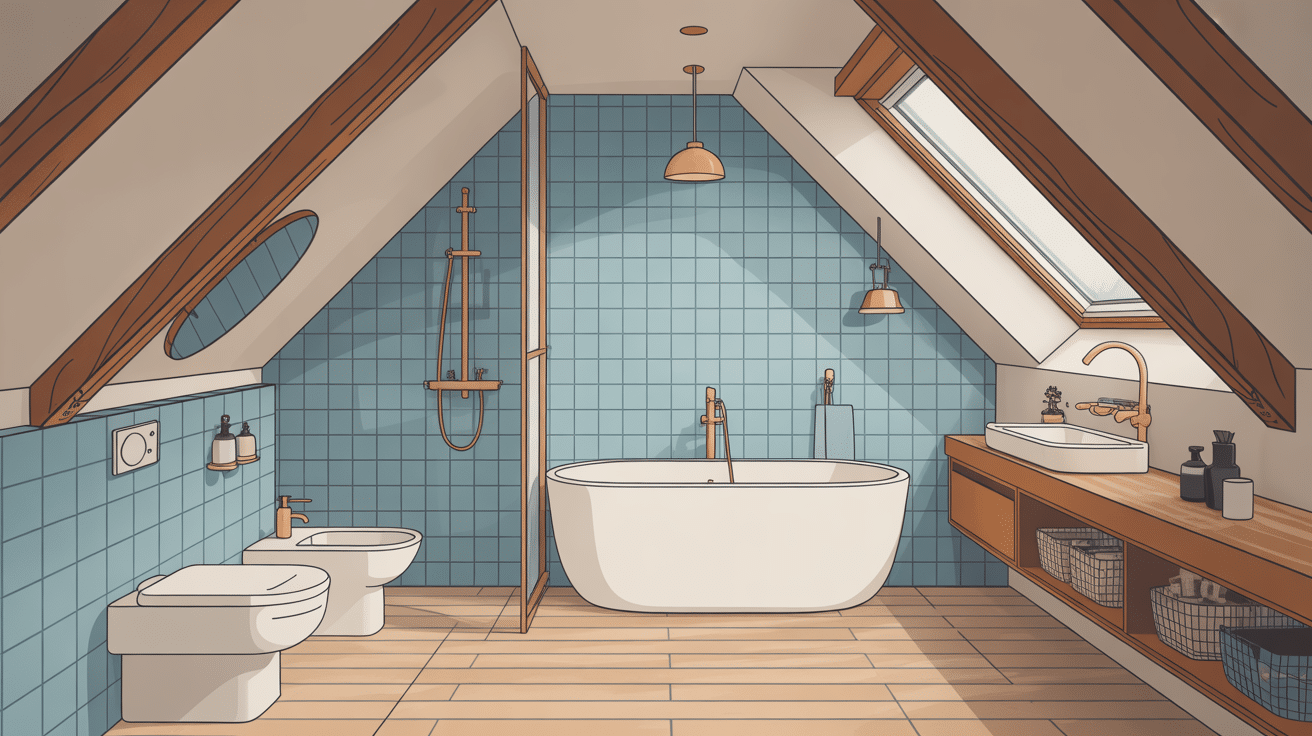 illustration optimisation salle de bain sous comble 4m2 combles aménagés