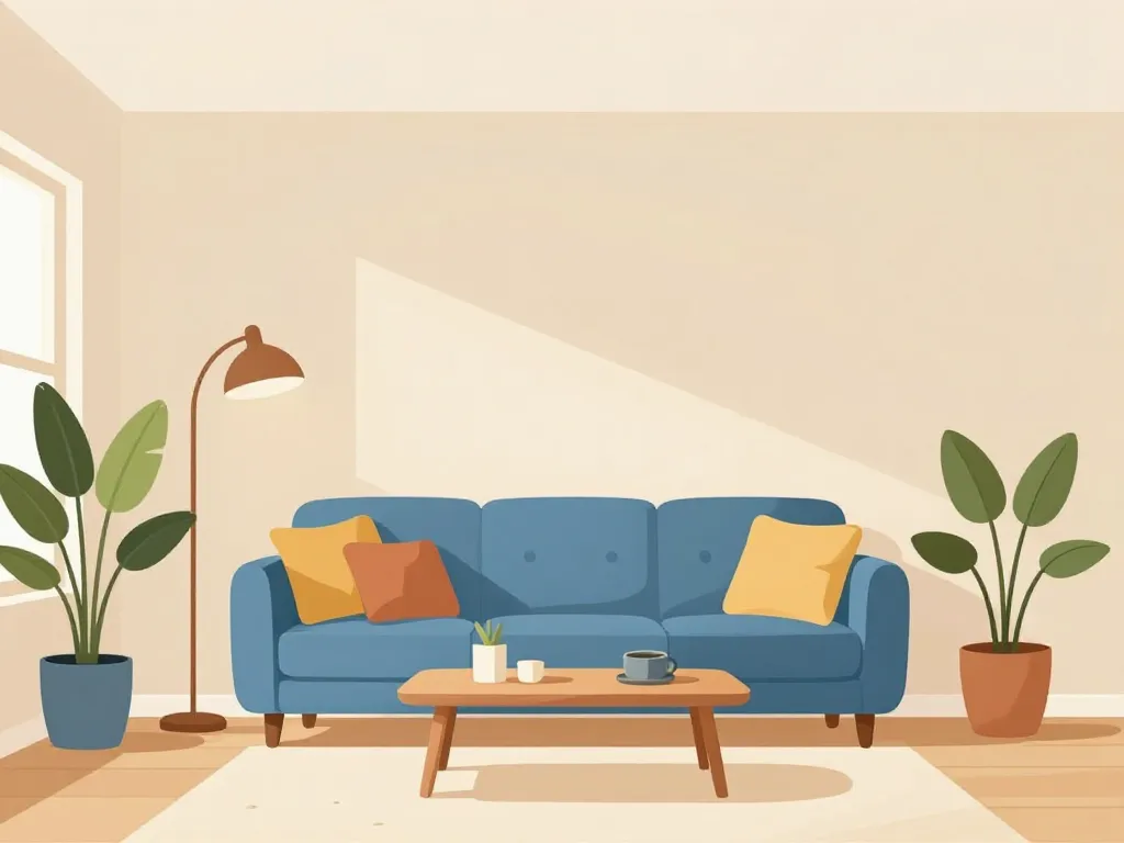 Salon canape bleu, associations de couleurs et accessoires déco