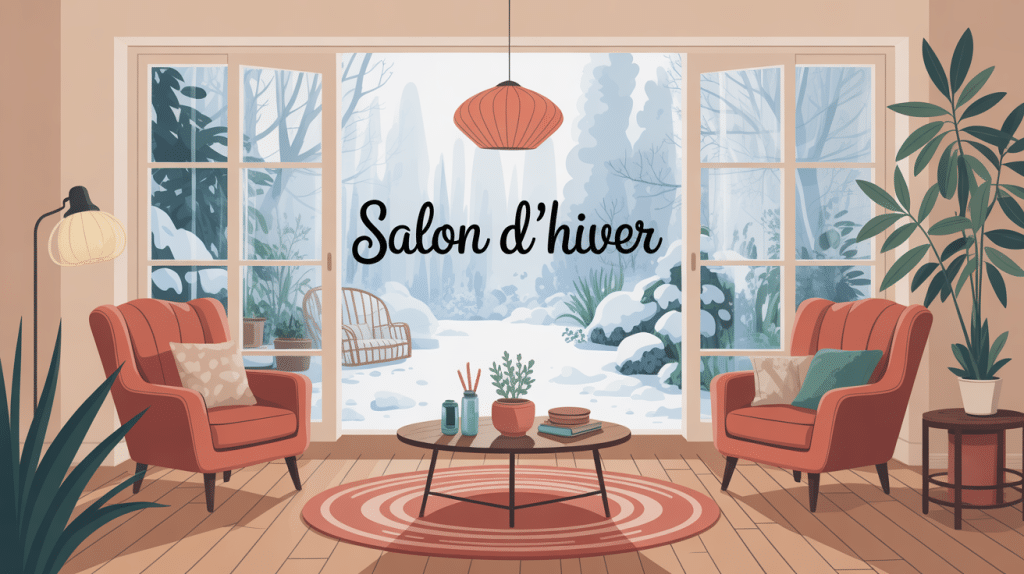 salon d hiver lumineux baies vitrées cosy plantes