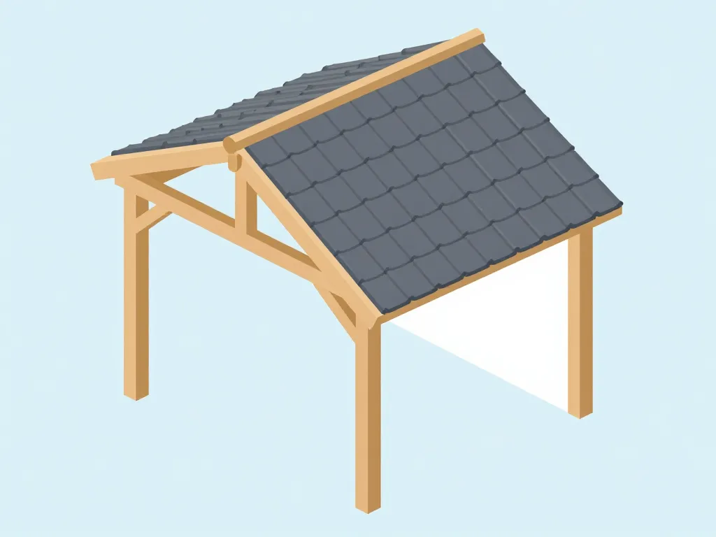 structure appenti en bois toiture matériaux raccord mur