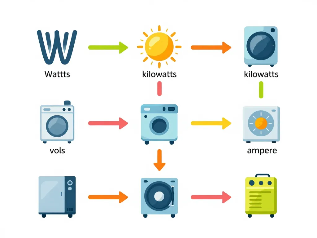 tableau de conversion en watt volts ampères kilowatts