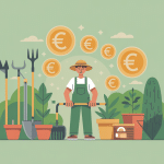 illustration tarif jardinier auto entrepreneur avec jardinier et outils