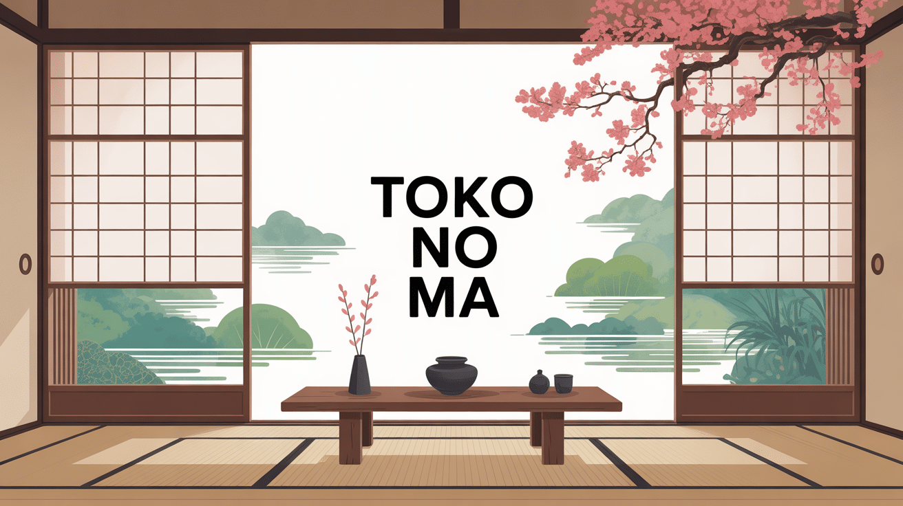 illustration toko no ma alcôve japonaise épurée ambiance moderne