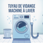 Tuyau vidange machine à laver connecté dans buanderie