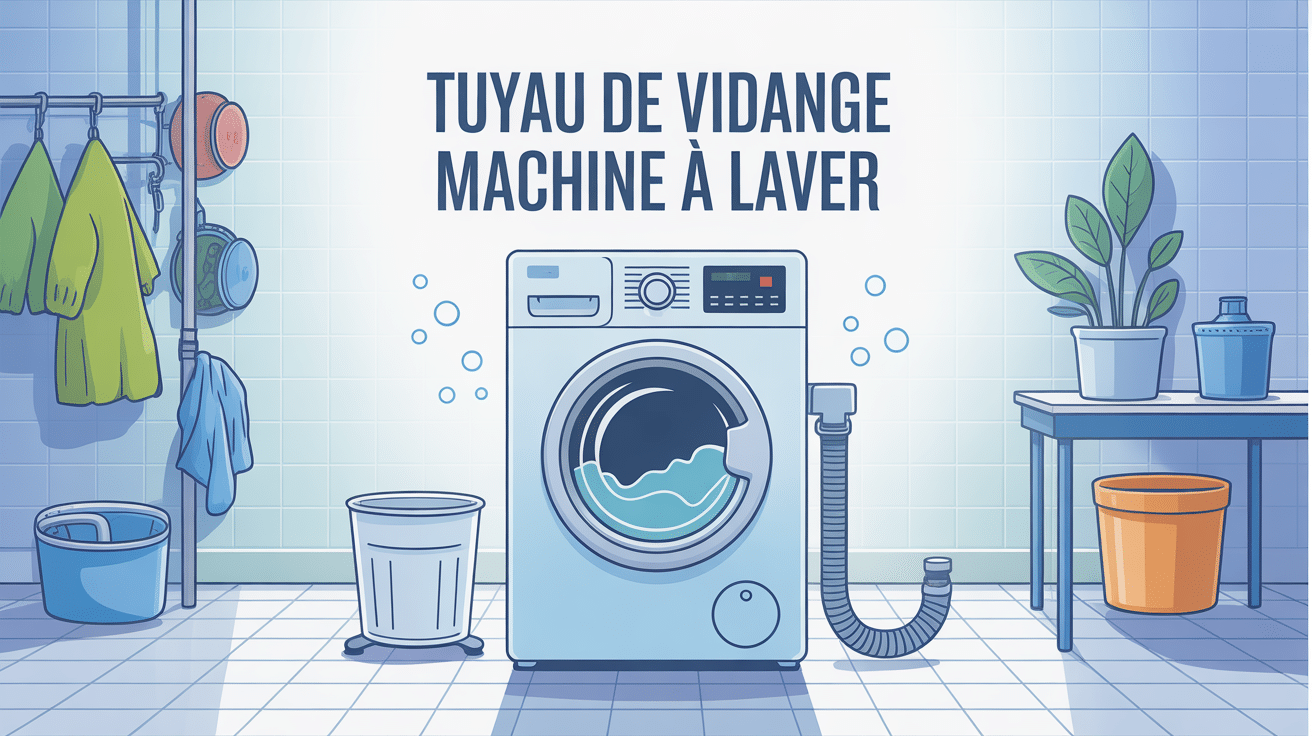 Tuyau vidange machine à laver connecté dans buanderie