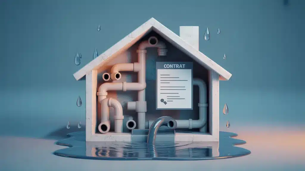 assurance habitation canalisation bouchée, illustration 3D