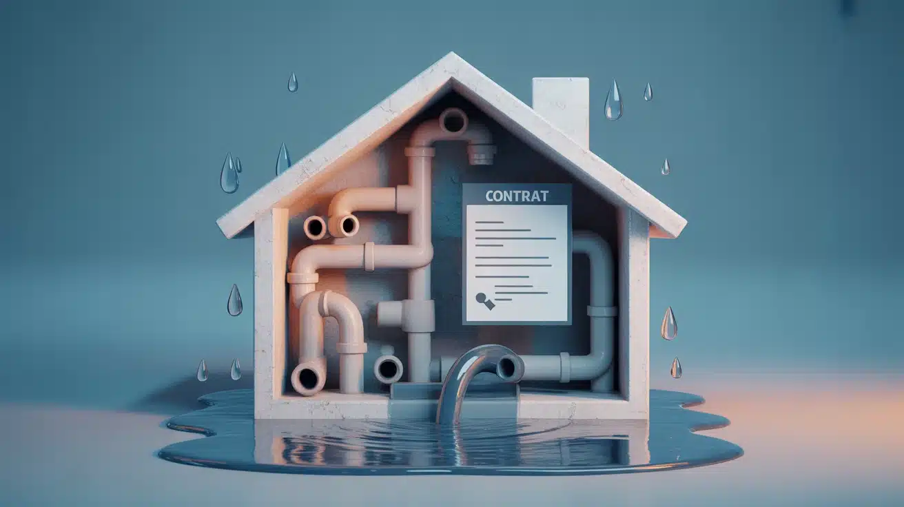 assurance habitation canalisation bouchée, illustration 3D