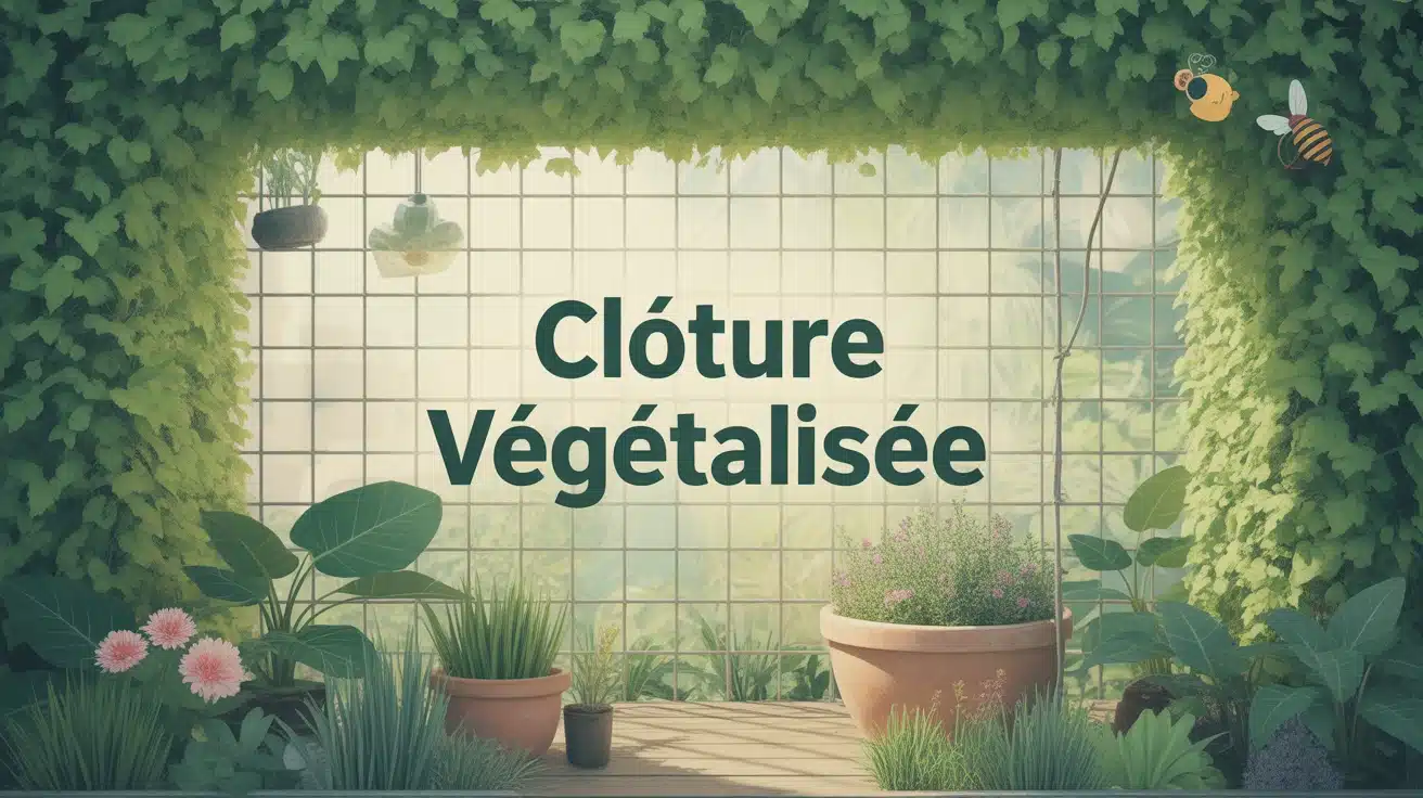 Clôture végétalisée : grillage avec écran végétal dense