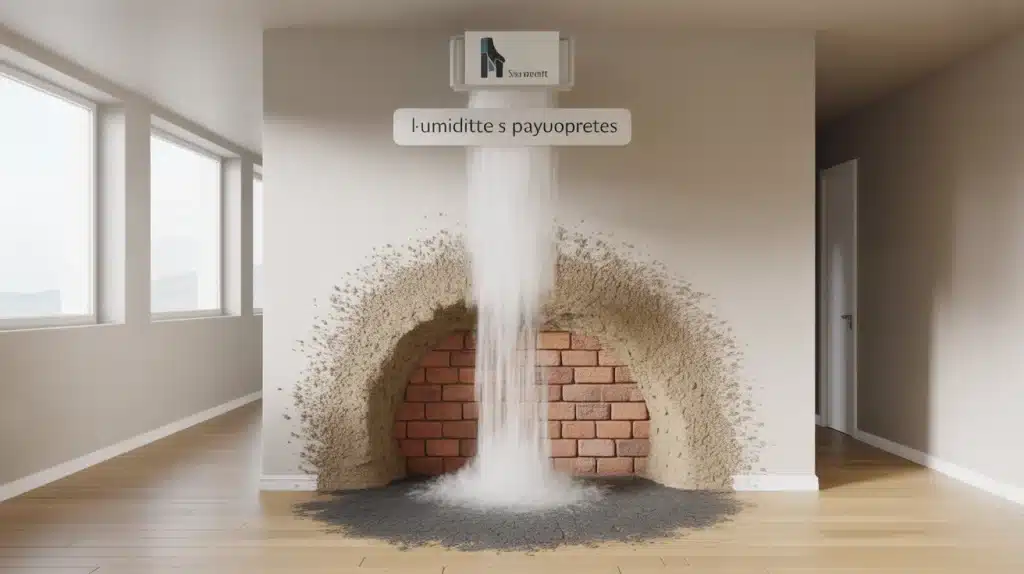 Salpêtre : efflorescences blanches dues à l’humidité