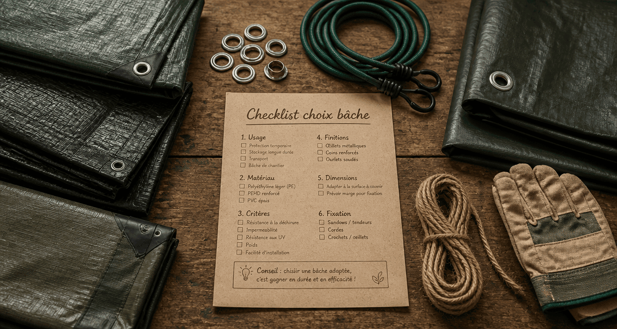 Bache de protection et accessoires sur etabli