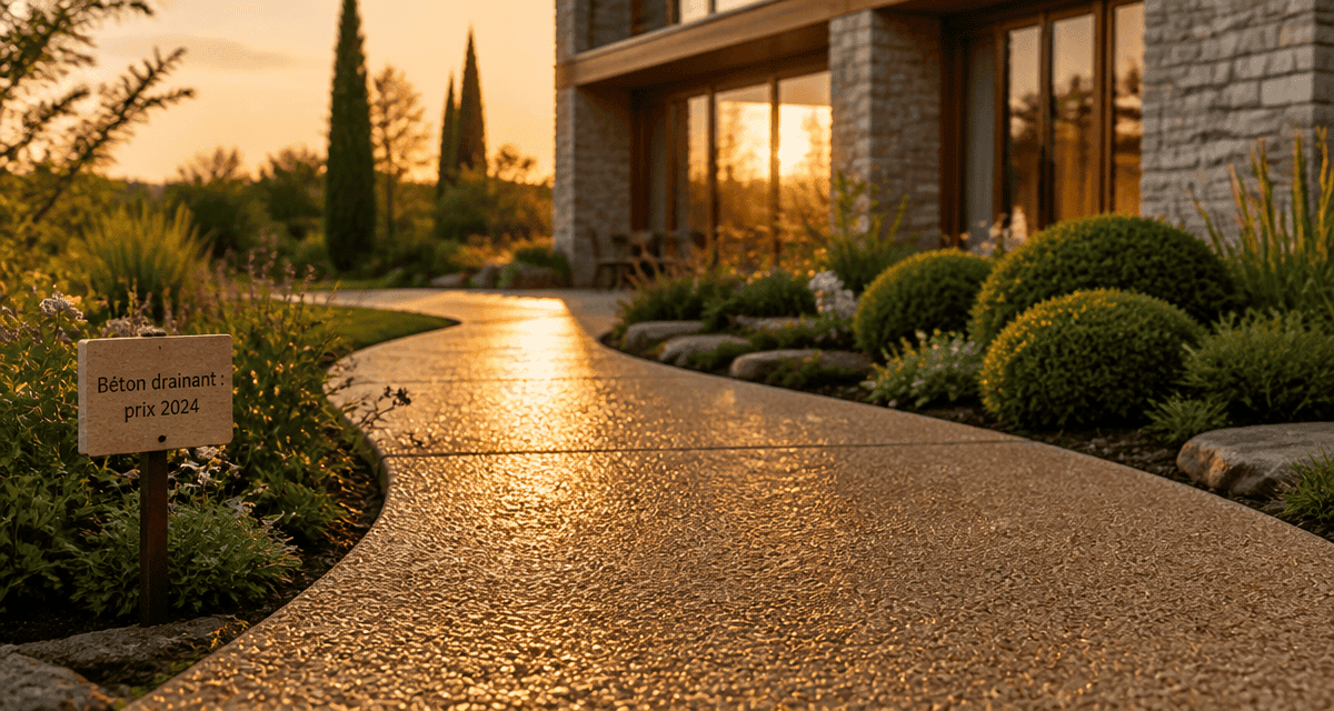 Chemin béton drainant prix m2 dans jardin moderne