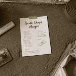 Atelier avec chape maigre, outils et dosage