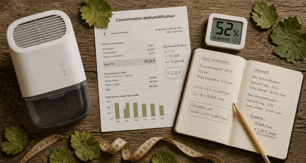 déshumidificateur consommation table facture