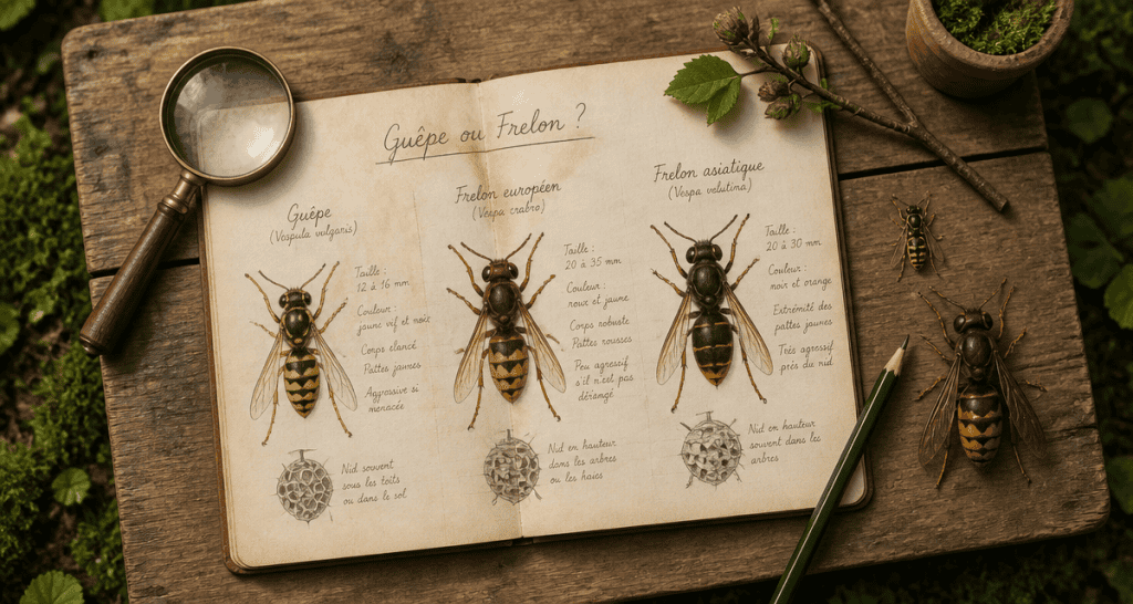 difference entre guepe et frelon sur carnet