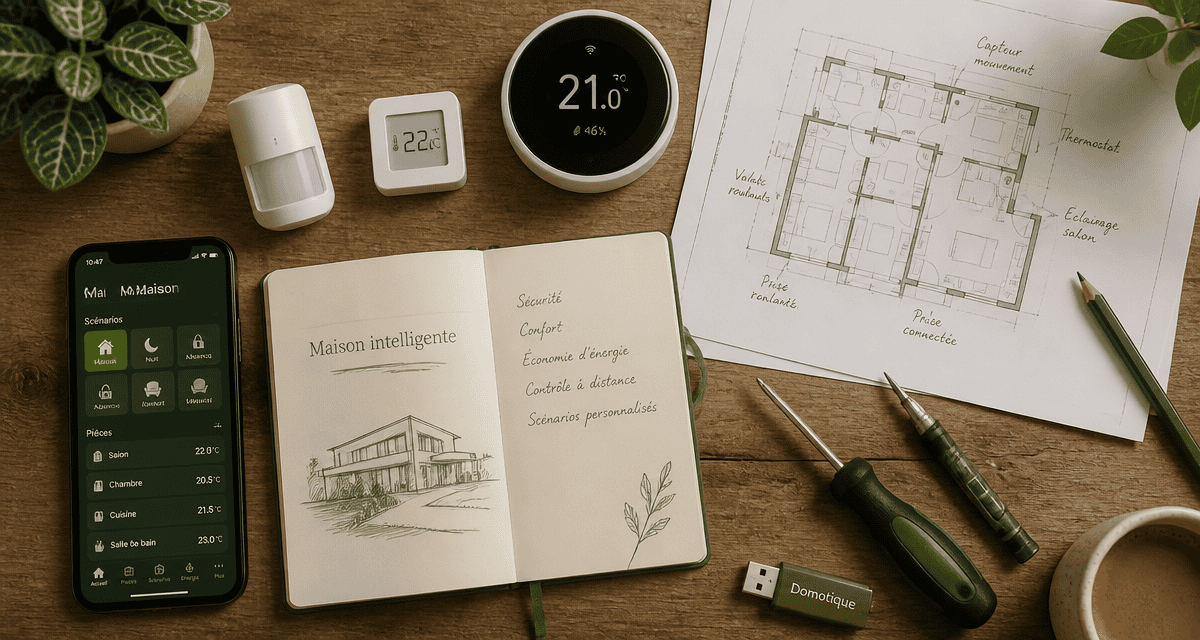 domotique définition, objets connectés sur bureau