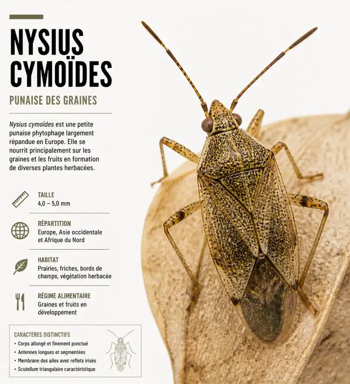 Identification de la punaise des champs Nysius cymoïdes