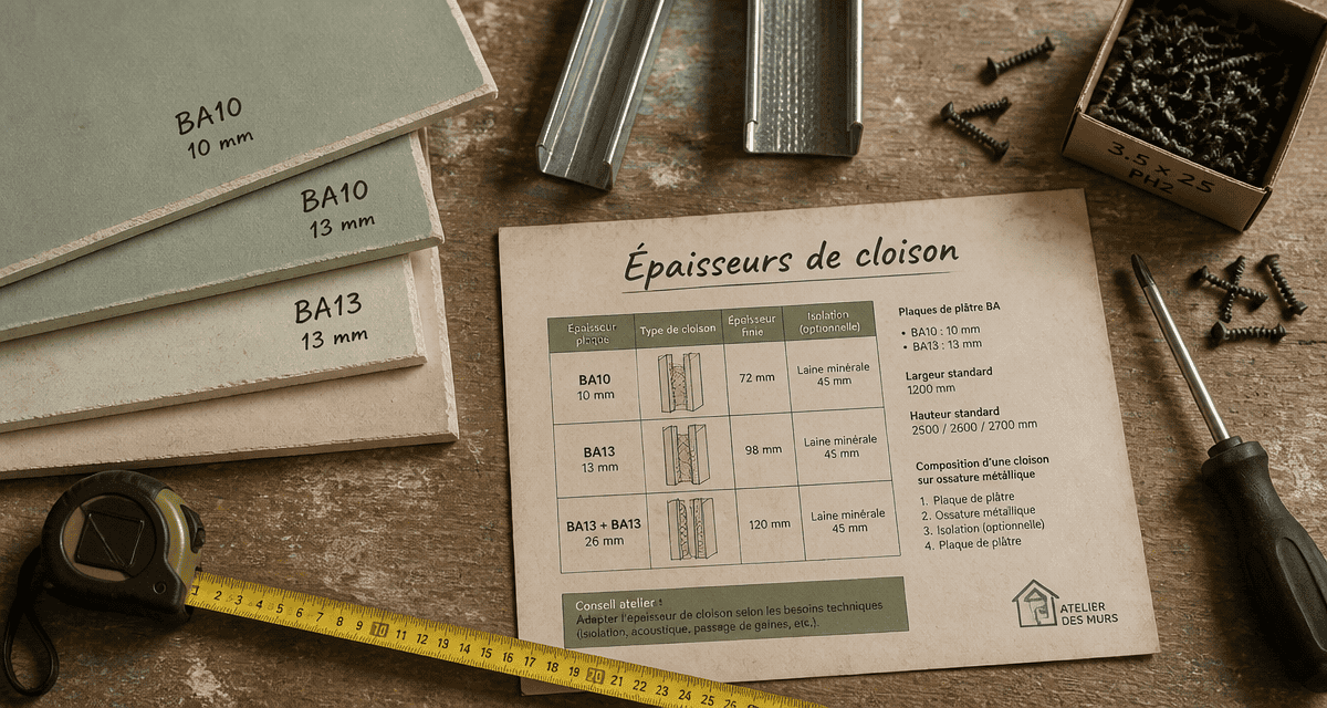 Epaisseur cloison placo sur plan de travail avec outils