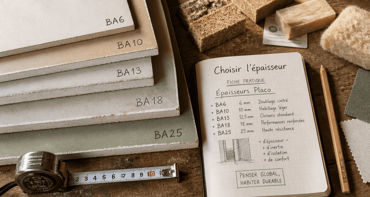 épaisseur placo plusieurs plaques alignées atelier